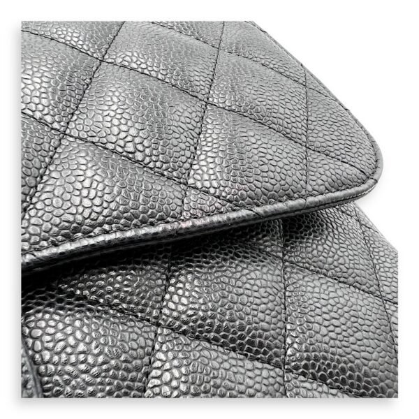 Classic Double Flap Jumbo Black Shoulder Bag in Caviar Leather, Gold hardware - Image 9