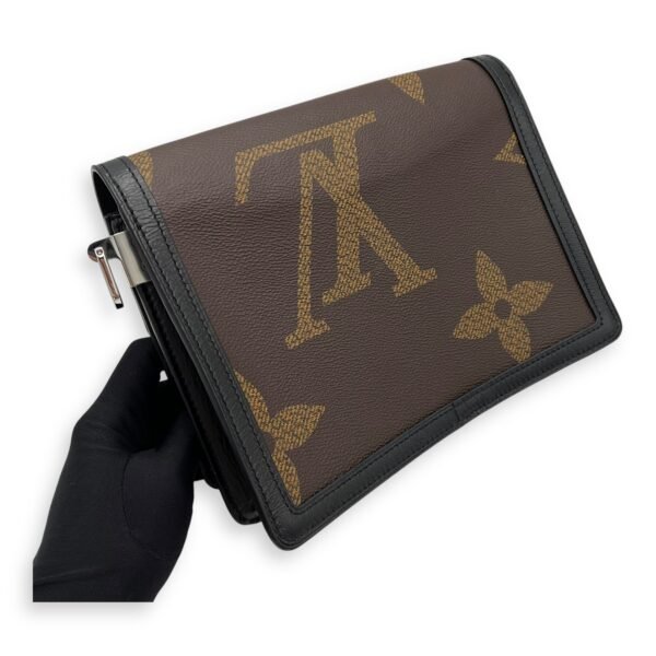 Dauphine Reverse Giant MM Brown Shoulder Bag in Coated Canvas, Silver hardware - Image 12