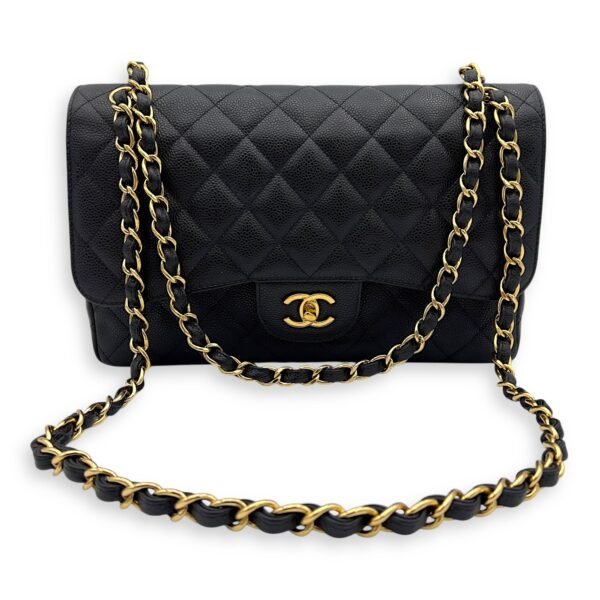Classic Shoulder Bag Jumbo Black in Caviar Leather , Gold Hardware - Image 10