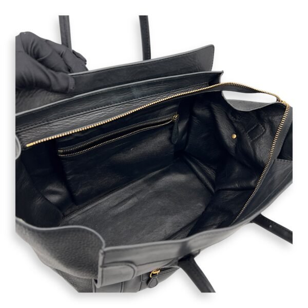 Luggage Mini Black Top Handle Bag in Calfskin, Gold hardware - Image 6