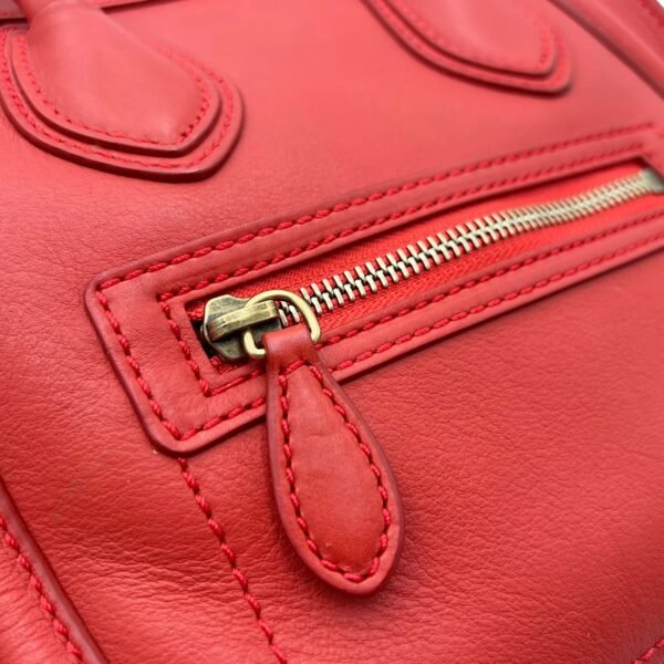 Luggage Top Handle Bag Micro Red in Calfskin, Gold hardware - Image 10