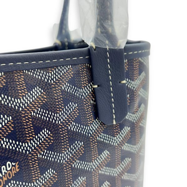 Anjou Tote Bag Blue in Coated Canvas, Silver hardware - Image 10