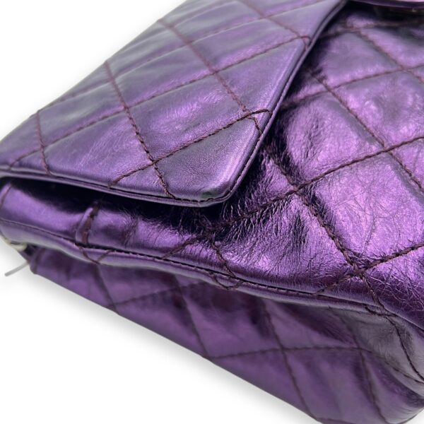 2.55 Reissue 226 Purple Shoulder Bag in Metallic Calfskin, Silver hardware - Image 10