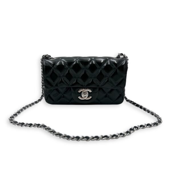 Classic Mini Green Crossbody Bag in Patent Leather, Silver hardware - Image 9