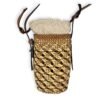 Cylinder Pocket Brown Bucket Bag in Raffia, Gold hardware - Image 4