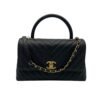Coco Medium Black Top handle Bag in Caviar Leather, Gold hardware - Image 9