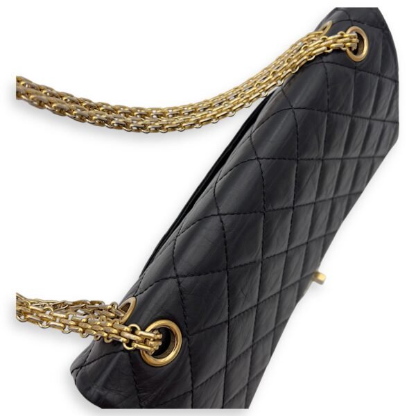 2.55 Medium Black Shoulder Bag in Calfskin, Gold hardware - Image 10
