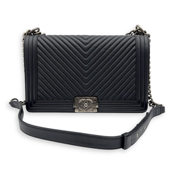 Boy Chevron New Medium Shoulder bag in Calfskin, Ruthenium Hardware - Image 8