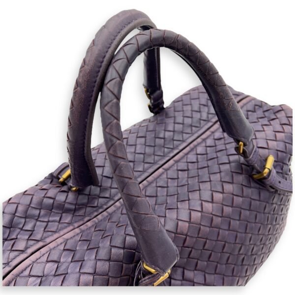 Boston Top handle bag in Intrecciato leather, Brushed Gold Hardware - Image 10