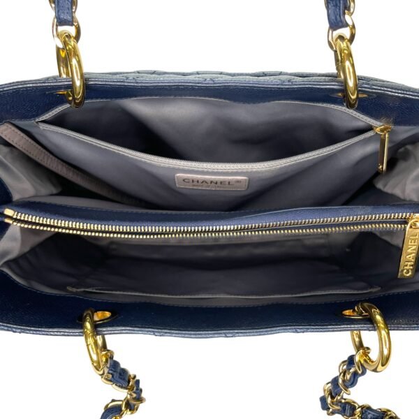 GST Medium Blue Tote Bag in Caviar Leather, Gold hardware - Image 11