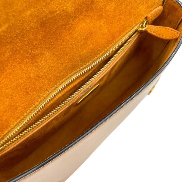 Logo Brown Shoulder Bag in Calfskin, Gold hardware - Image 11