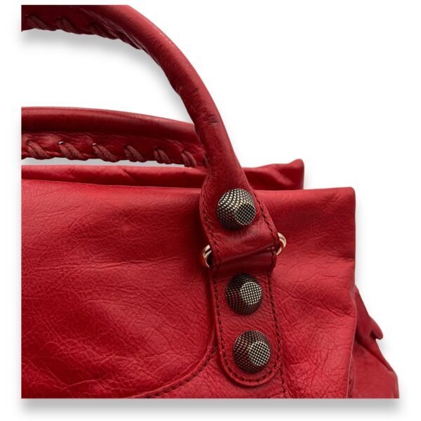Midday Red Top Handle Bag in Distressed Leather, Rose Gold hardware - Image 9