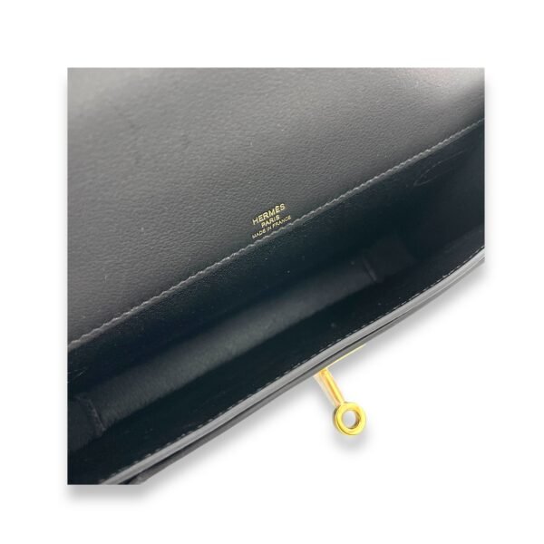Kelly Depeches Black in Calfskin, Gold hardware - Image 11