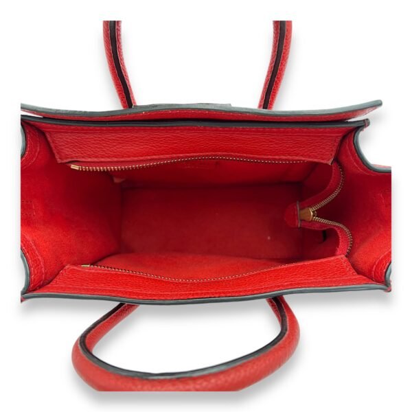 Luggage Crossbody Bag Nano Red in Calfskin, Gold hardware - Image 6