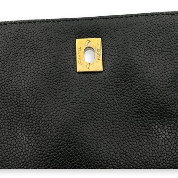 Kelly Top Handle Bag Black in Caviar Leather, Gold hardware - Image 10