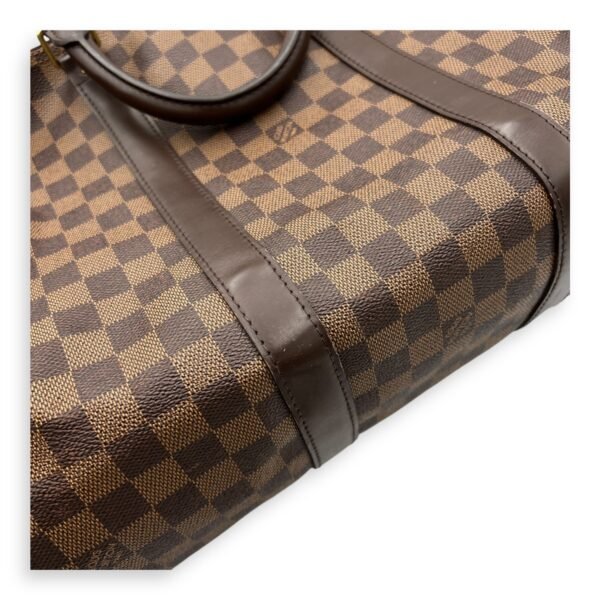 Keepall Duffle Bag 55 Damier Ebene in Coated Canvas, Gold hardware - Image 11