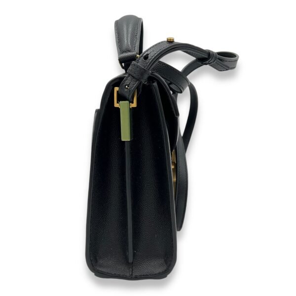 Cassandra Mini Black Top Handle Bag in Caviar Leather, Gold hardware - Image 3