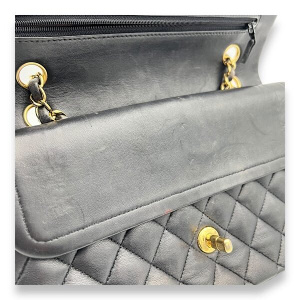 Classic Medium Black Shoulder Bag in Lambskin, Gold hardware - Image 10