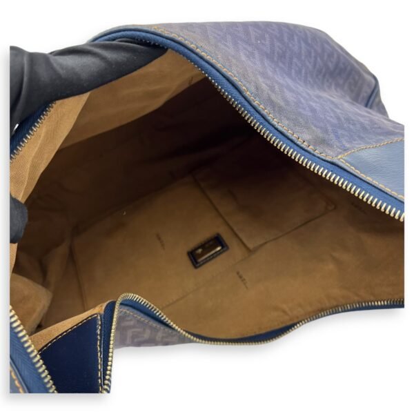 FF Zucca Shoulder Bag Blue in Jacquard, Gold hardware - Image 11