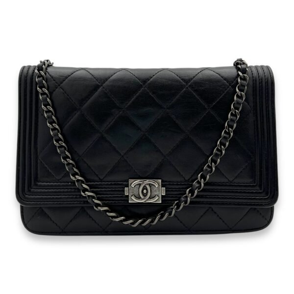 Boy Wallet On Chain Black in Lambskin, Ruthenium hardware - Image 11