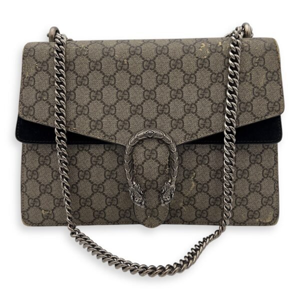 Dionysus Shoulder Bag Beige in Suede Leather, Silver hardware - Image 11