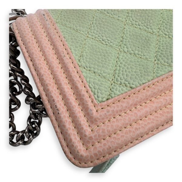 Boy Mini Multi-colour Shoulder Bag in Caviar Leather, Silver hardware - Image 11