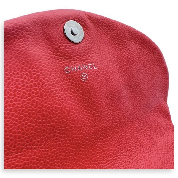 Half Moon Wallet On Chain Red in Caviar Leather, Silver hardware - Image 9