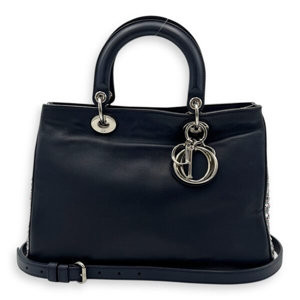 Diorissimo Blue Top Handle Bag in Calfskin, Silver hardware - Image 11