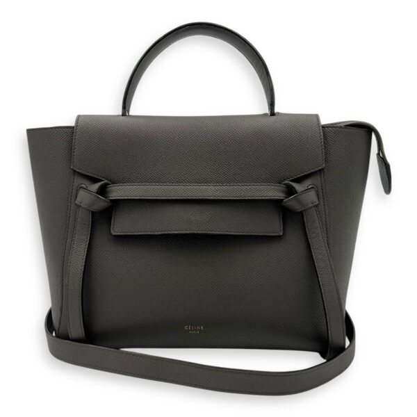 Belt Bag Top Handle Bag Micro Grey in Calfskin, Gold hardware - Image 11