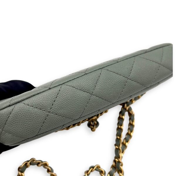 Double Zipped Green Crossbody Bag in Caviar Leather, Gold hardware - Image 11