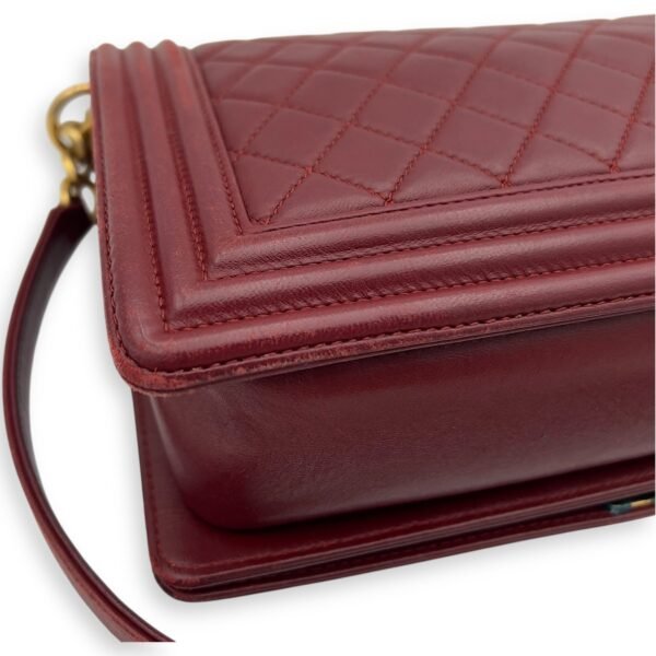 Boy Shoulder Bag Medium Red in Calfskin, Gold hardware - Image 13