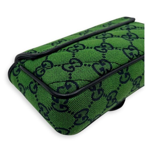 GG Marmont Super Mini Green Crossbody Bag in Canvas, Silver hardware - Image 15
