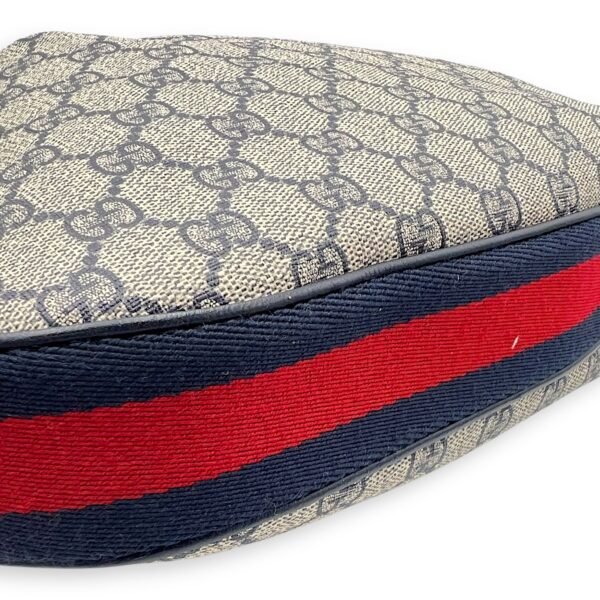 Attache Shoulder Bag Blue in Coated Canvas, Silver hardware - Image 11