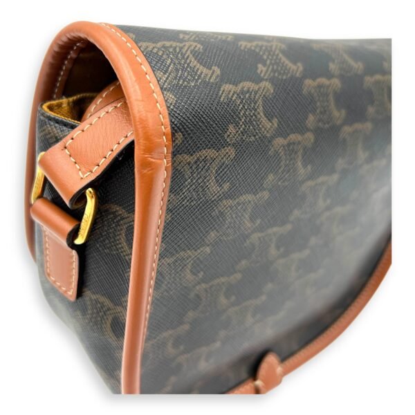 Folco Shoulder Bag Brown in Coated Canvas, Gold hardware - Image 11