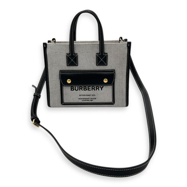 Freya Top Handle Bag Mini Black in Canvas, Gold hardware - Image 11