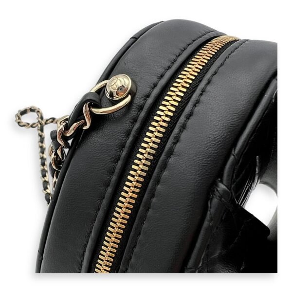 Heart Medium Black Crossbody Bag in Lambskin, Gold hardware - Image 10