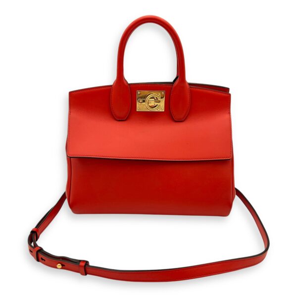 Studio Red Top Handle Bag in Calfskin, Gold hardware - Image 7