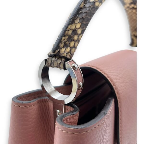 Capucines PM Pink Top Handle Bag in Taurillon Leather, Silver hardware - Image 10