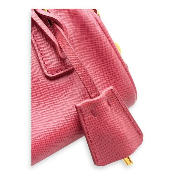Convertible Bowler Boston Mini Pink Top Handle Bag in Saffiano Leather, Gold hardware - Image 11