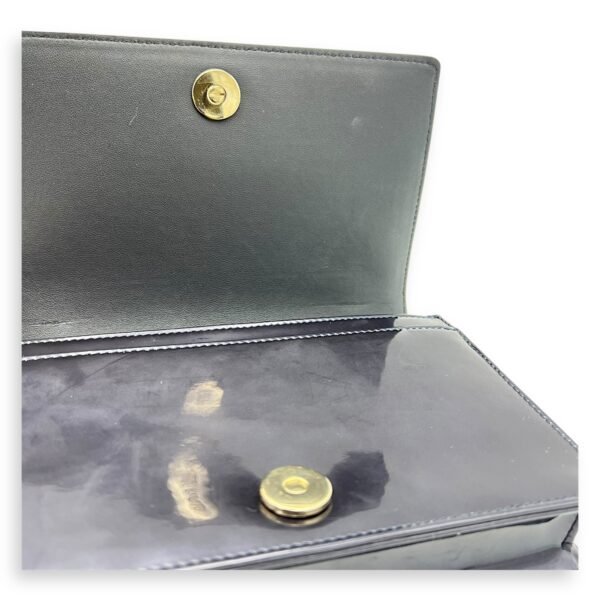 Diorama Wallet On Chain Blue in Patent Leather, Light Gold hardware - Image 11