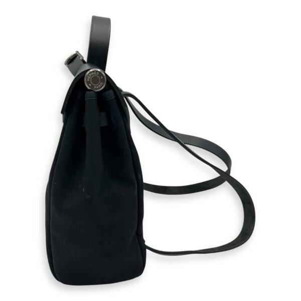 Herbag A Dos 31 Black Backpack in Canvas, Silver hardware - Image 4