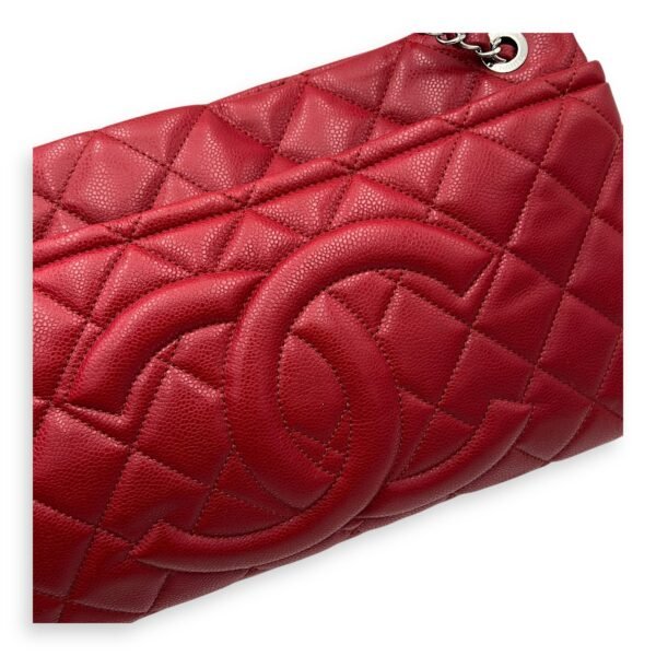 CC Shoulder Bag Red in Caviar Leather, Silver hardware - Image 7