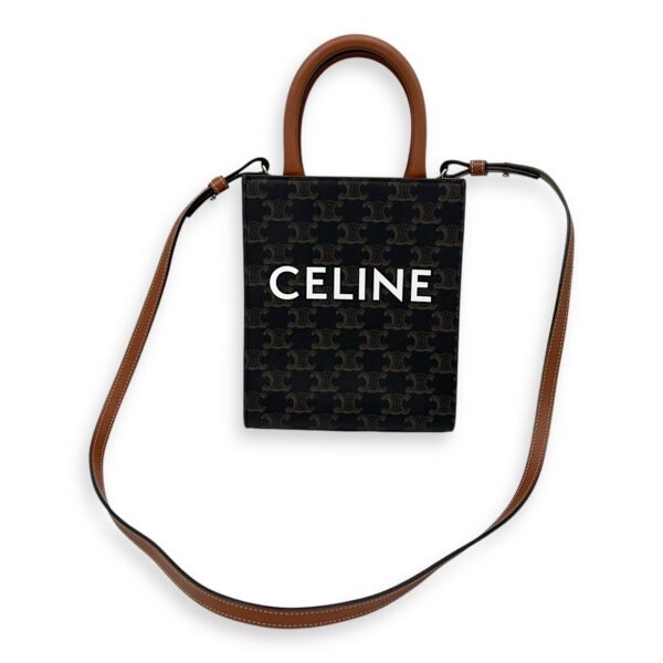 Cabas Triomphe Vertical Top Handle Bag Brown in Coated Canvas, Gold hardware - Image 11