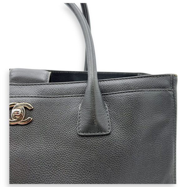 Executive Perf Top Handle Bag Grey in Calfskin, Silver hardware - Image 11