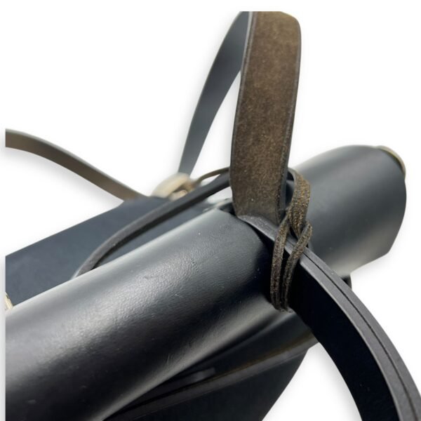 Herbag 31 Black Top Handle Bag in Canvas, Silver hardware - Image 11