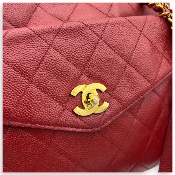 CC Turnlock Shoulder Bag Red in Caviar Leather, Gold hardware - Image 10