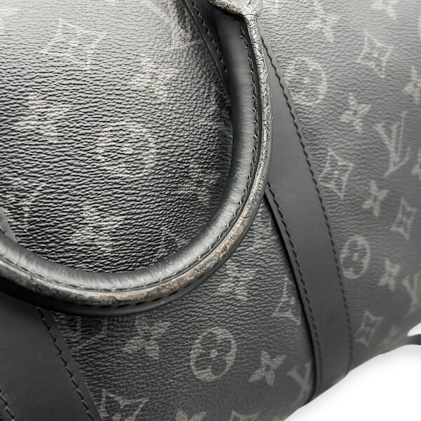 Keepall Bandouliere 45 Monogram Eclipse Duffle Bag in Coated Canvas, Silver hardware - Image 11