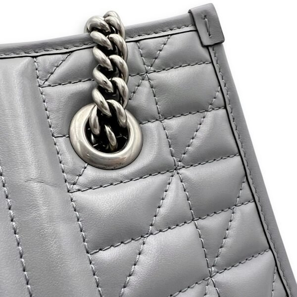 GG Marmont Tote Bag Grey in Calfskin, Ruthenium hardware - Image 11