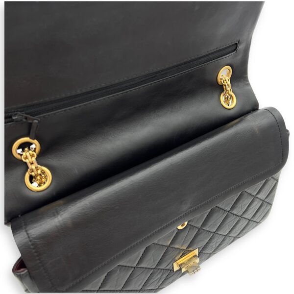 2.55 Medium Black Shoulder Bag in Calfskin, Gold hardware - Image 9
