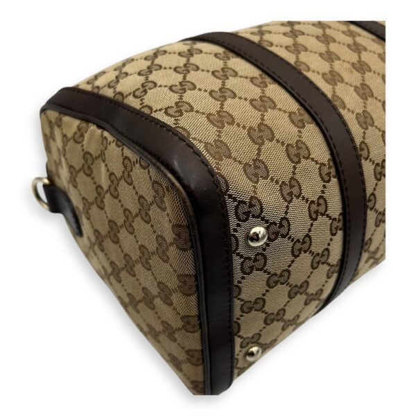 Boston Top Handle Bag Brown in Canvas, Gold hardware - Image 12
